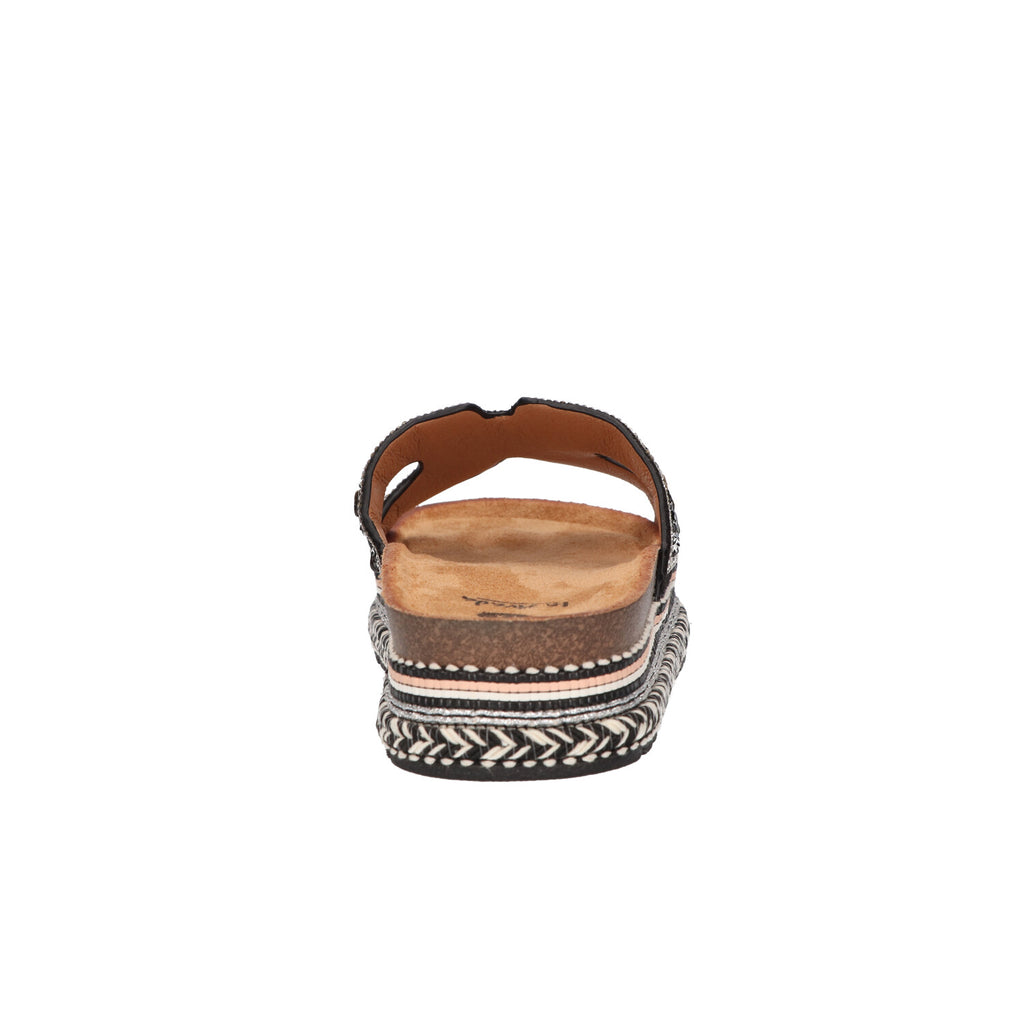 Platform slipper zwart textiel