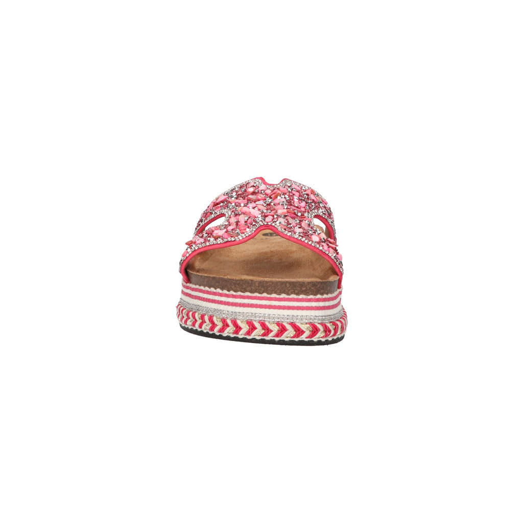 Platform slipper roze textiel