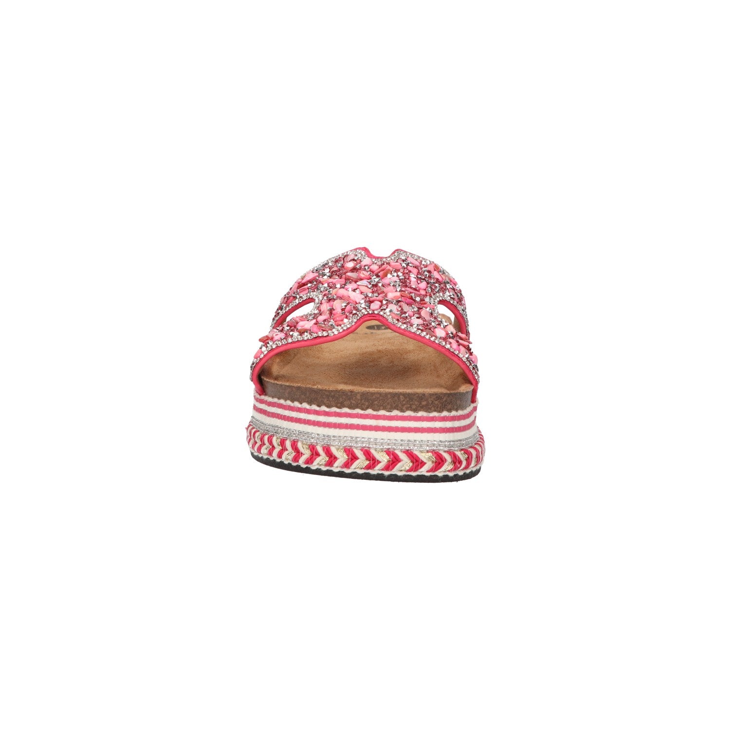 Platform slipper roze textiel