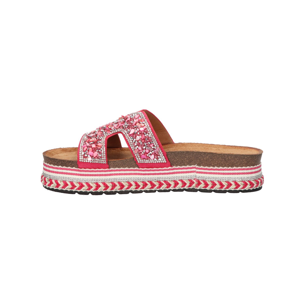 Platform slipper roze textiel