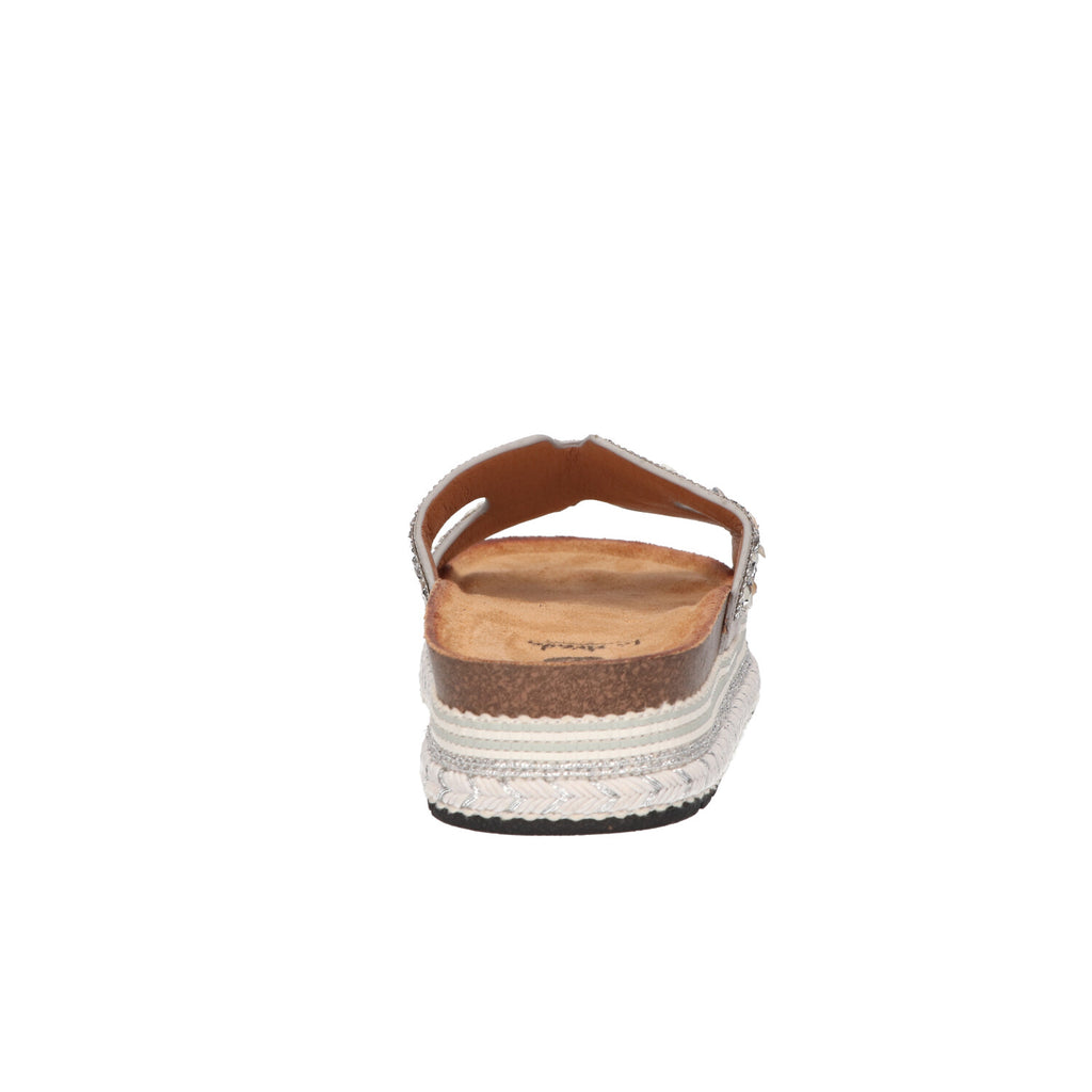 Platform slipper zilver textiel
