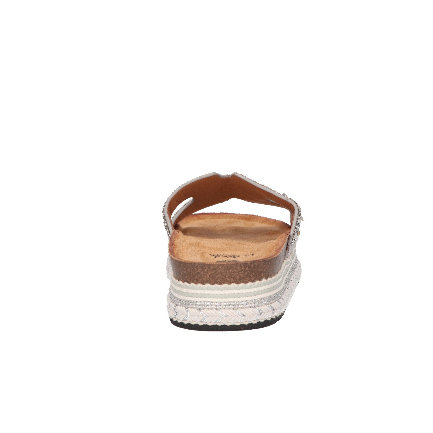 Platform slipper zilver textiel