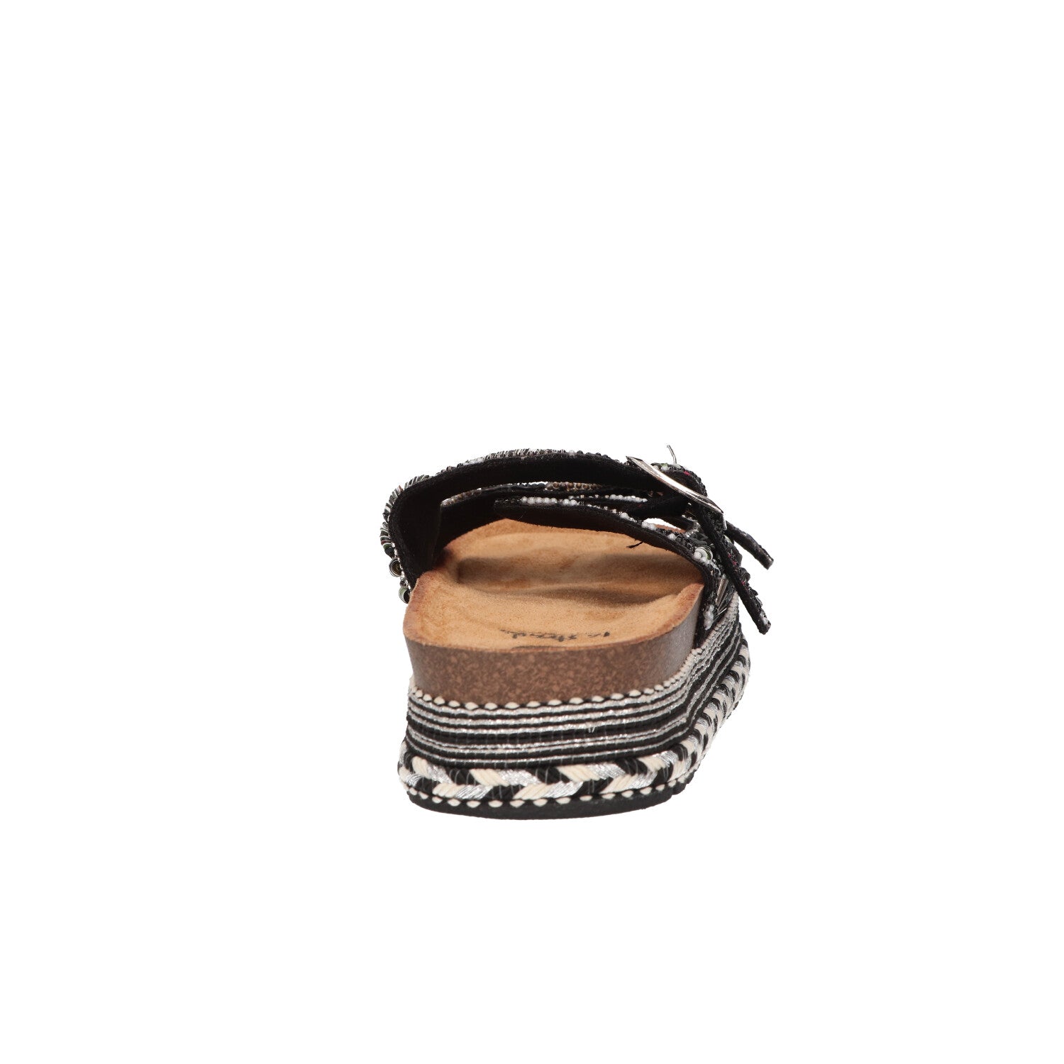 Platform slipper zwart textiel