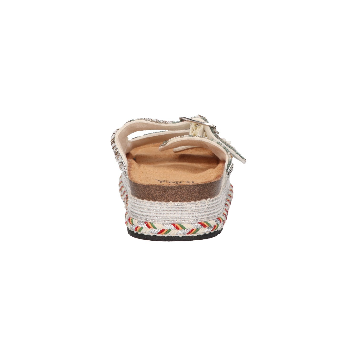 Platform slipper groen textiel