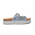 Platform slipper blauw textiel