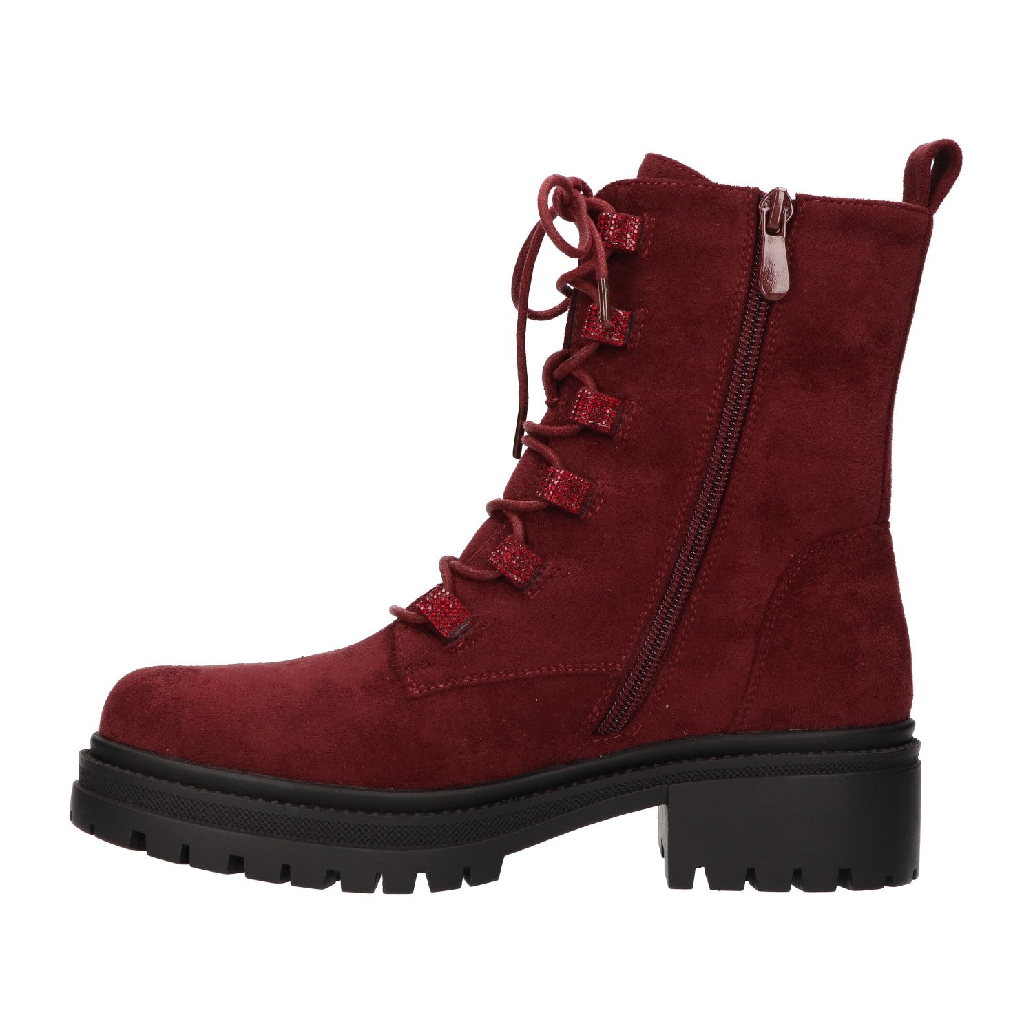 Bootie bordeaux textiel