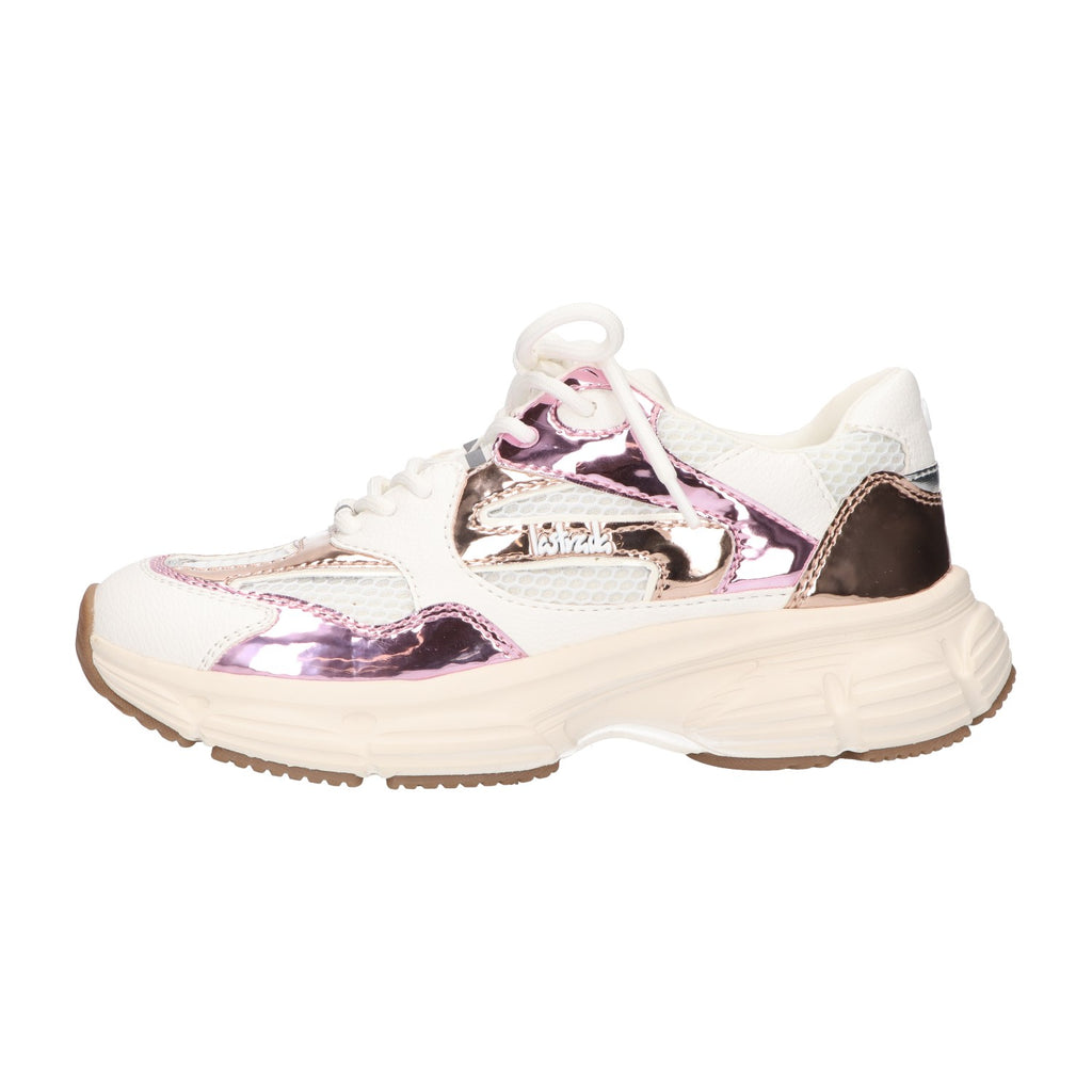 Sneaker wit roze textiel