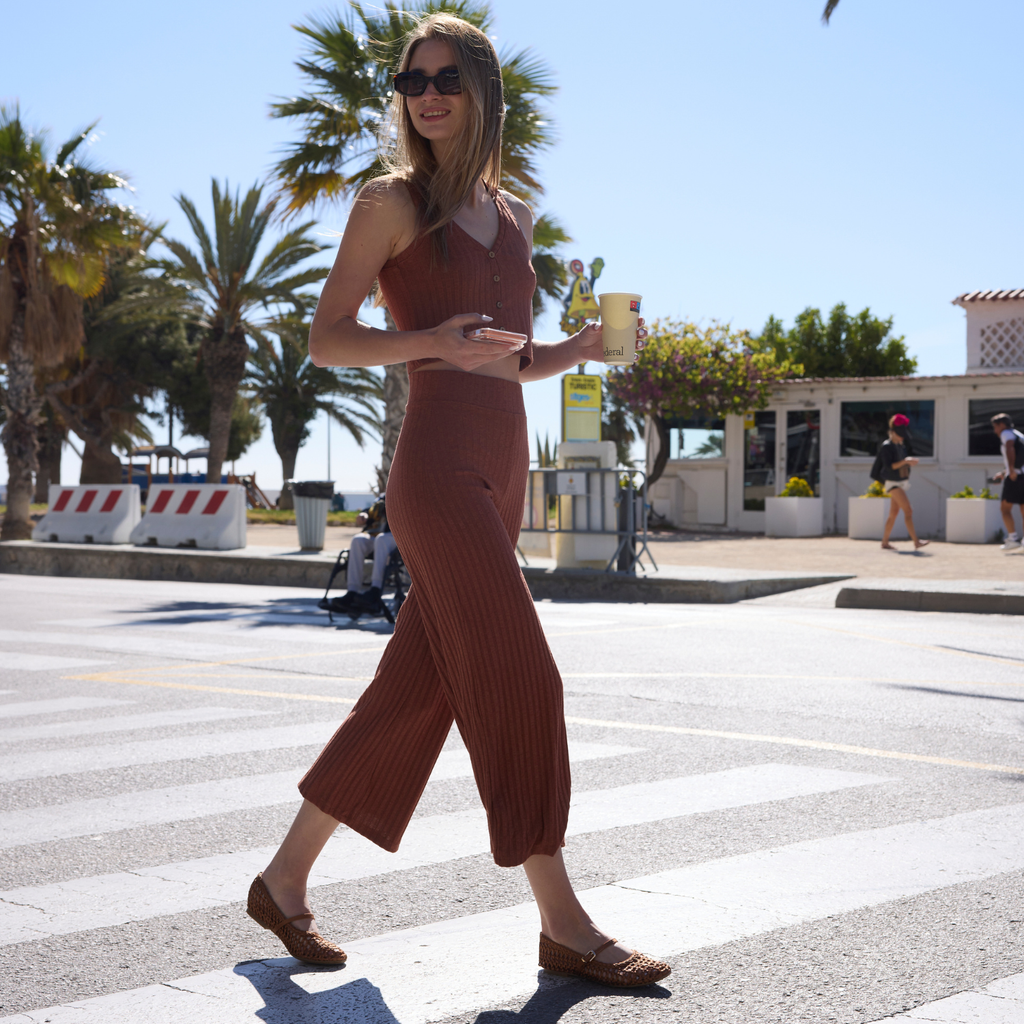 Ballerina cognac satijn