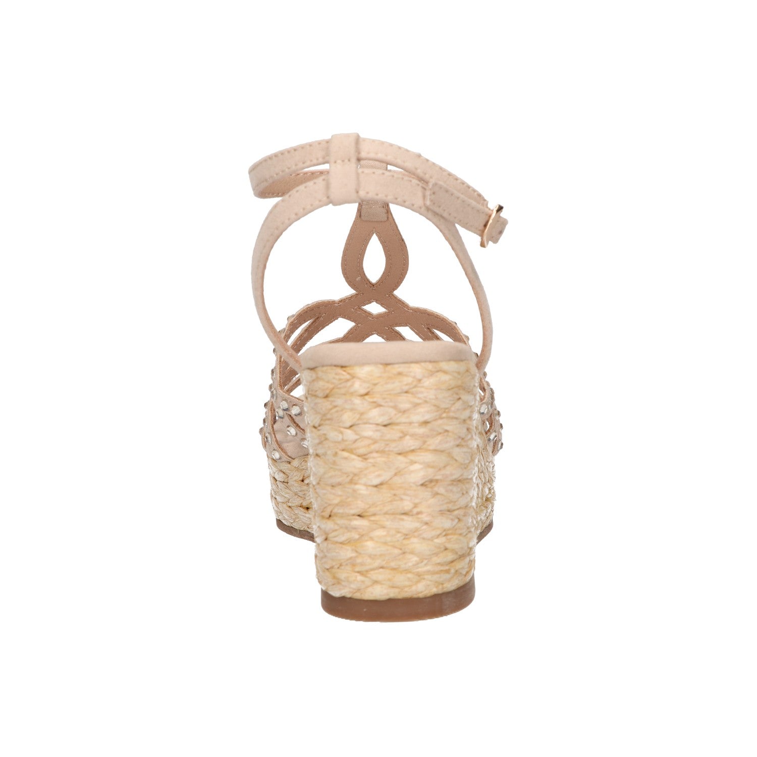 Wedge sandaal beige micro met steentjes