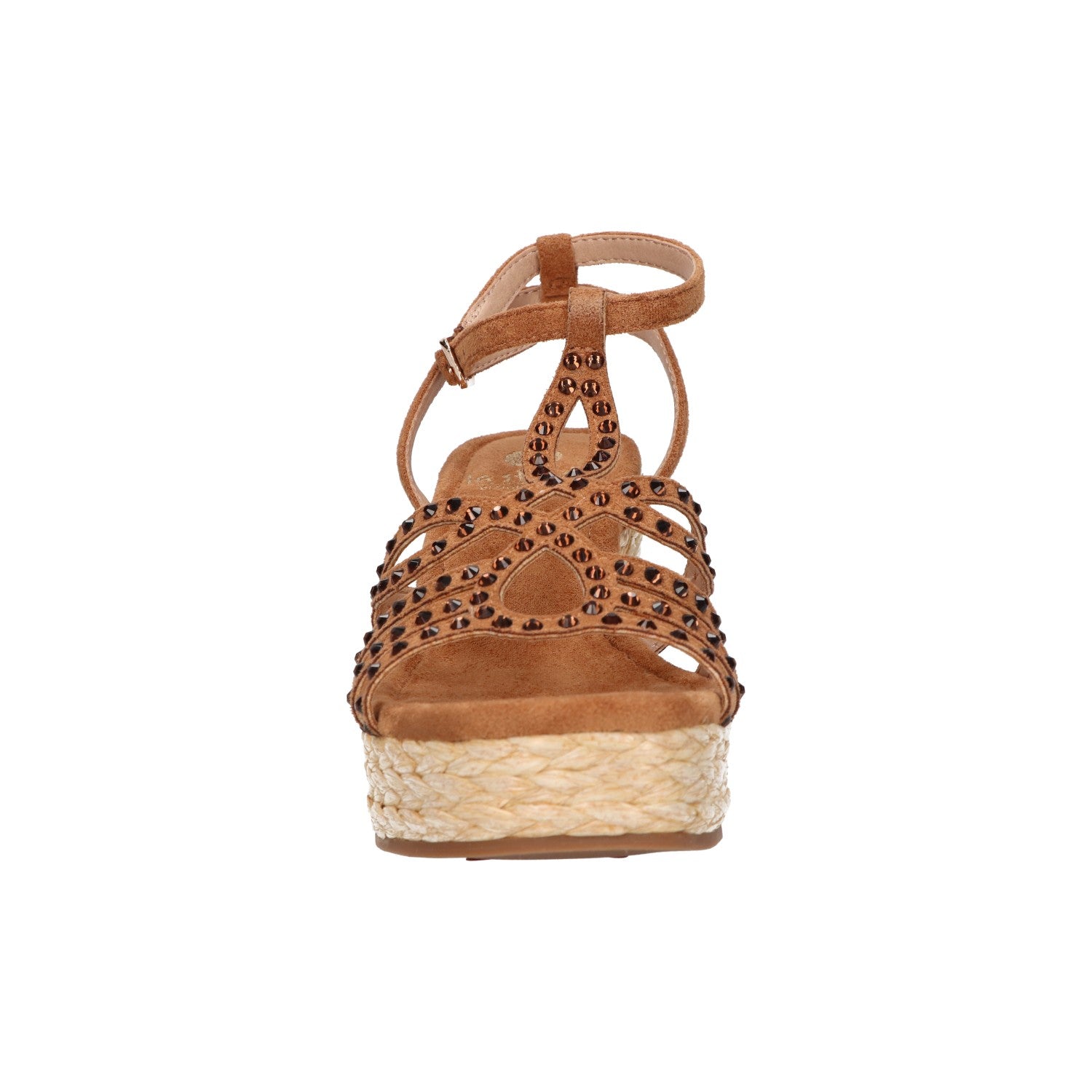 Wedge sandaal cognac micro met steentjes