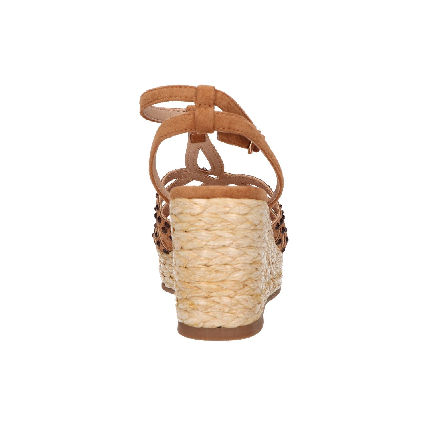 Wedge sandaal cognac micro met steentjes
