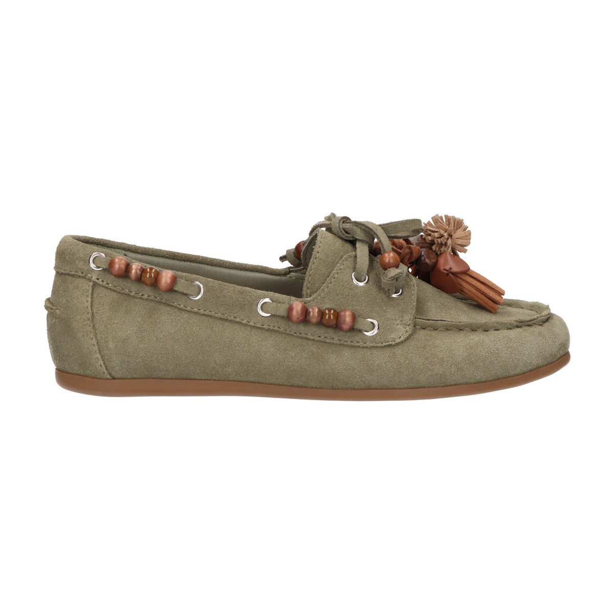 Mocassin olijfgroen leer