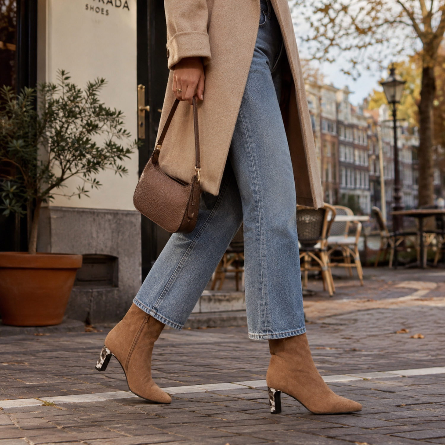 Enkellaars taupe
