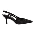 Zwarte slingback voor dames met glittersteentjes, puntige neus en comfortabel memory foam voetbed van La Strada.