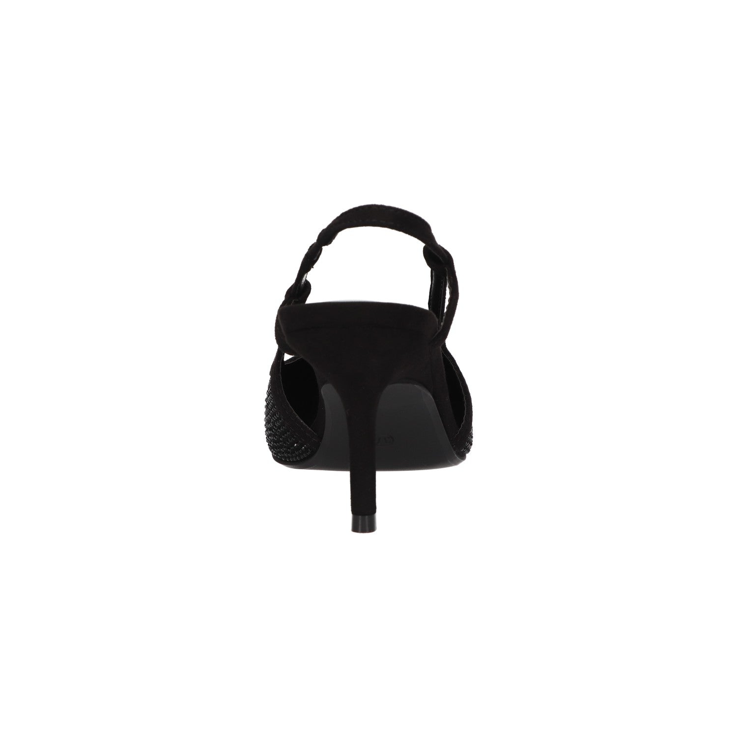 Zwarte slingback voor dames met glittersteentjes, puntige neus en comfortabel memory foam voetbed van La Strada.