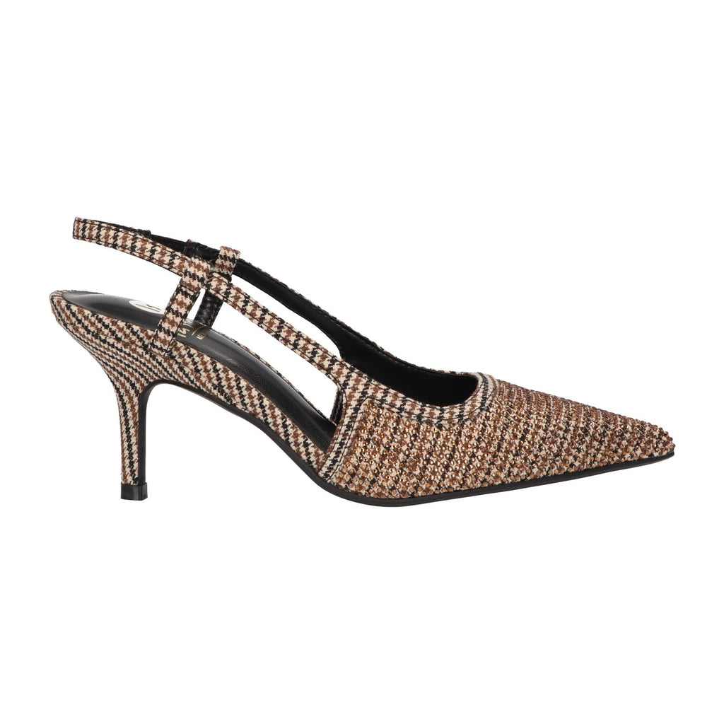 Slingback pump beige met steentjes