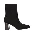 Zwarte knitted enkellaars voor dames met 5 cm blokhak en comfortabel memory foam voetbed van La Strada.