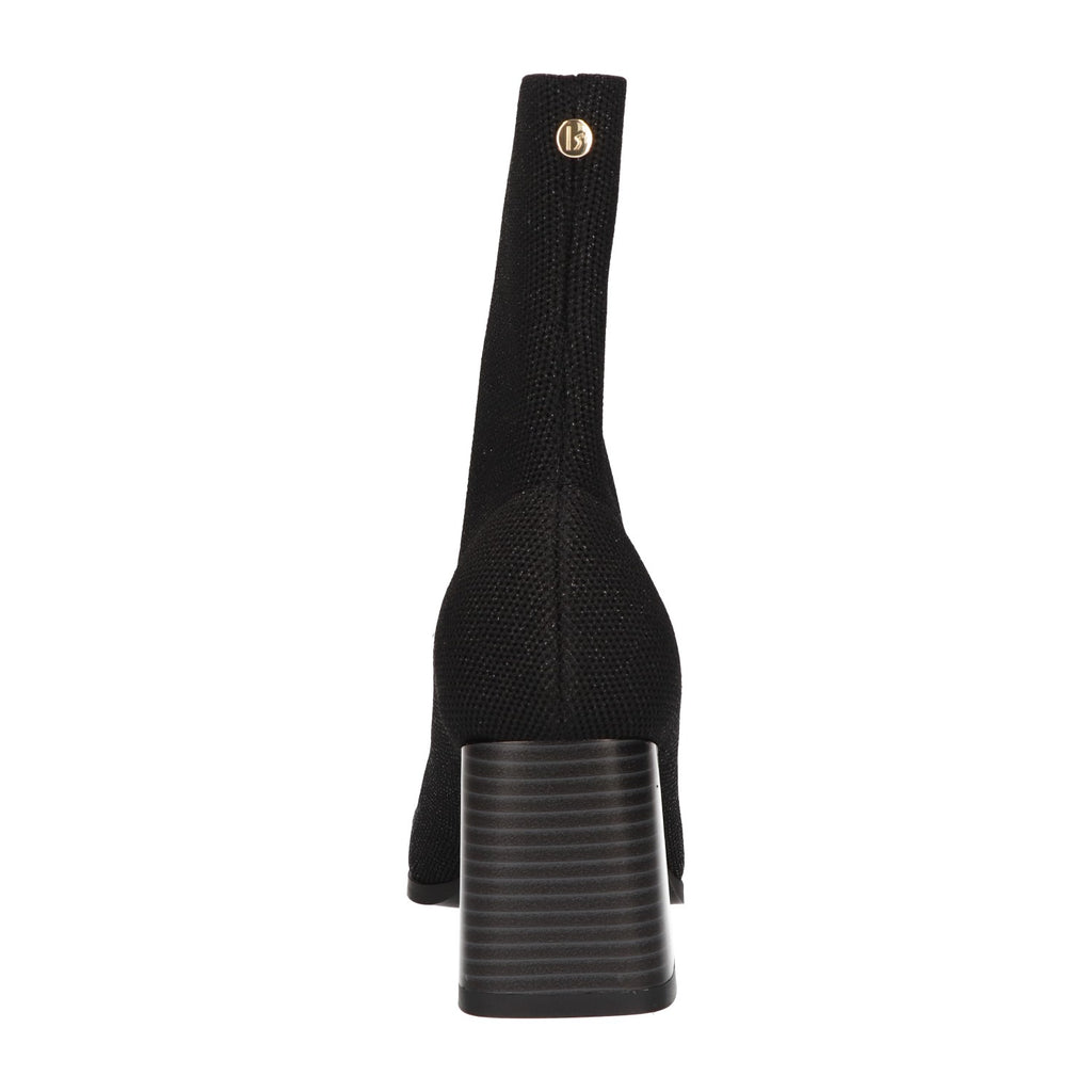 Zwarte knitted enkellaars voor dames met 5 cm blokhak en comfortabel memory foam voetbed van La Strada.