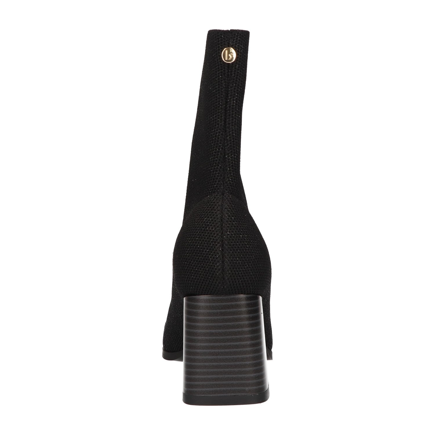 Zwarte knitted enkellaars voor dames met 5 cm blokhak en comfortabel memory foam voetbed van La Strada.
