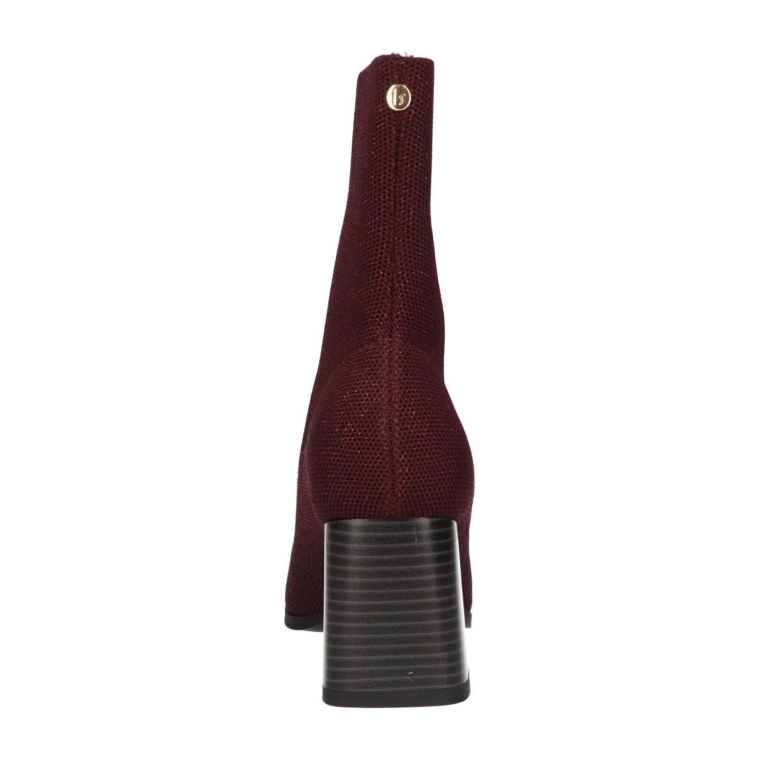 Bordeaux knitted enkellaars voor dames met 5 cm blokhak en comfortabel memory foam voetbed van La Strada.