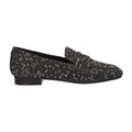 Zwarte dames loafer met glinsterende steentjes, textielen bovenwerk en memory foam voetbed van La Strada.