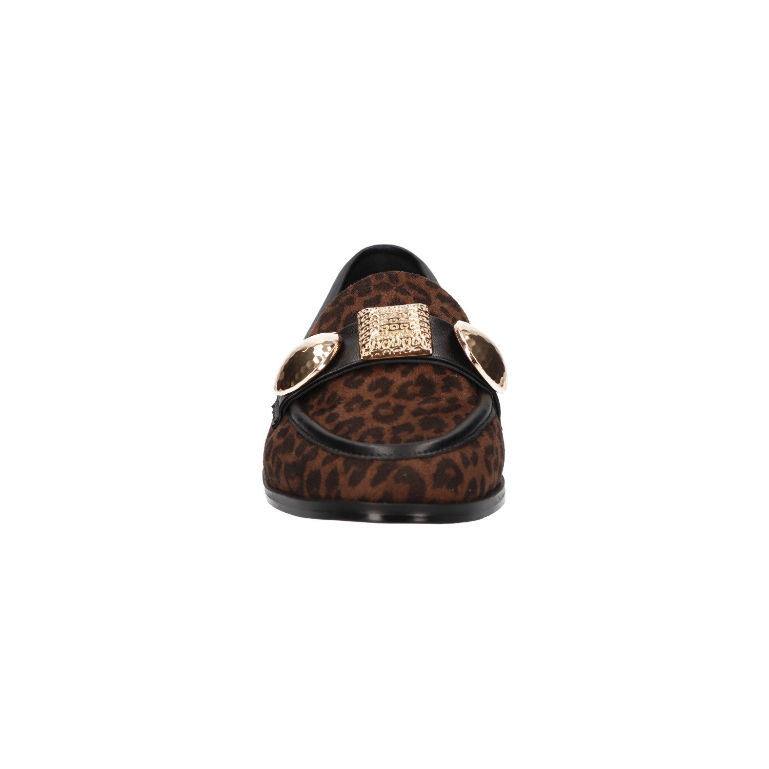 Dames loafer met leopardprint, opvallende goudkleurige gesp en comfortabel memory foam voetbed van La Strada.