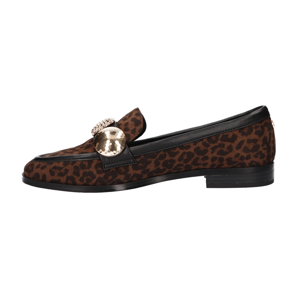 Dames loafer met leopardprint, opvallende goudkleurige gesp en comfortabel memory foam voetbed van La Strada.