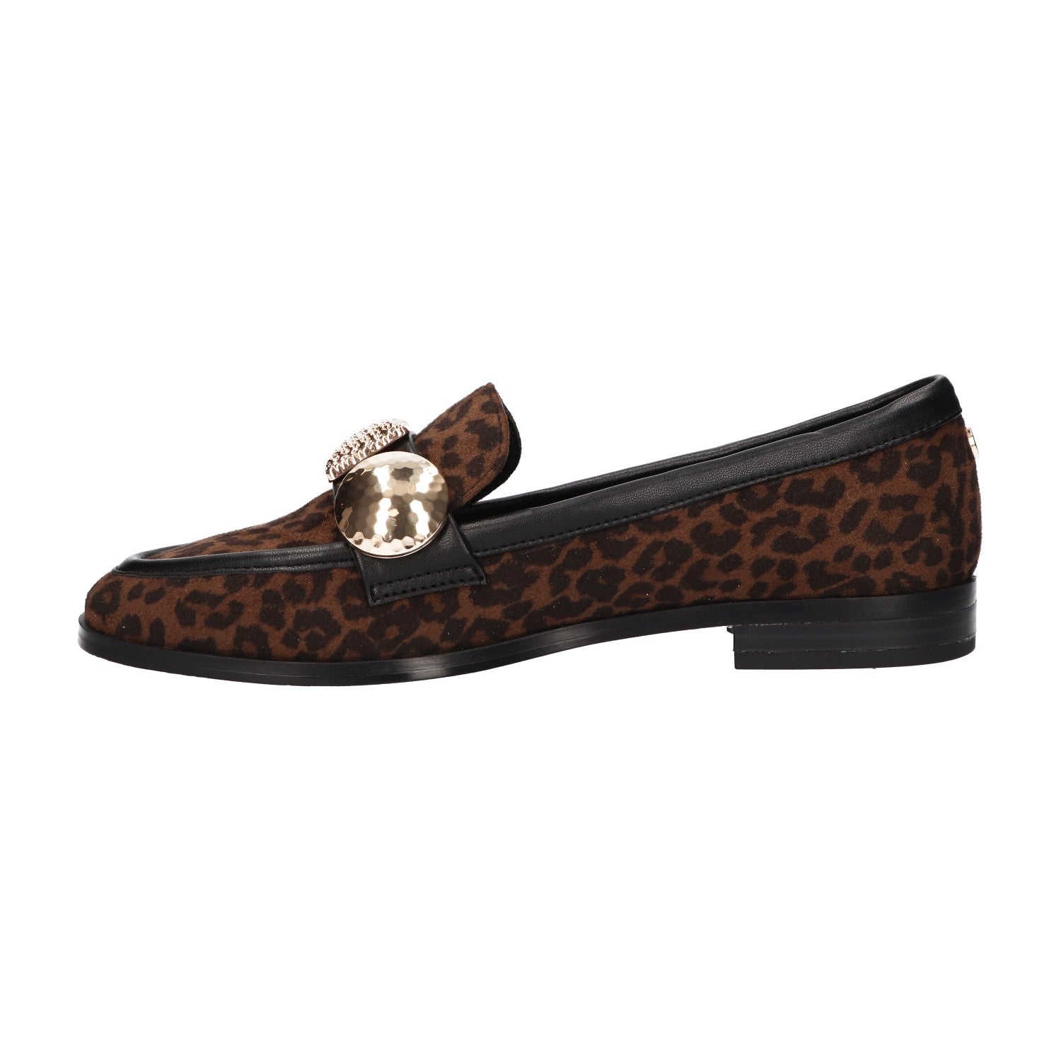 Dames loafer met leopardprint, opvallende goudkleurige gesp en comfortabel memory foam voetbed van La Strada.