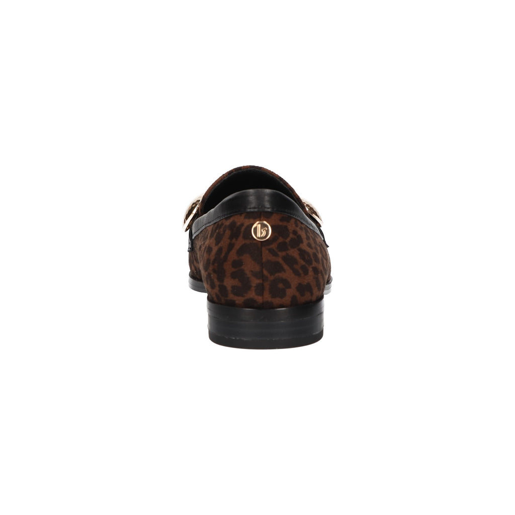 Dames loafer met leopardprint, opvallende goudkleurige gesp en comfortabel memory foam voetbed van La Strada.
