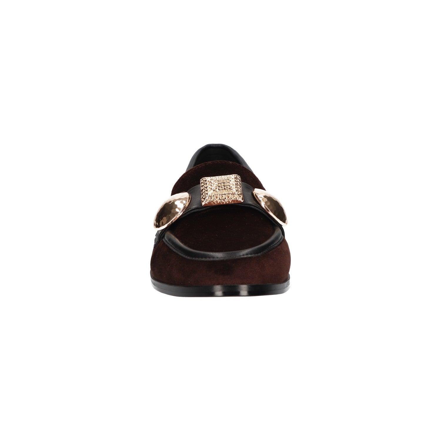 Bruine dames loafer met opvallende goudkleurige gesp en comfortabel memory foam voetbed van La Strada.