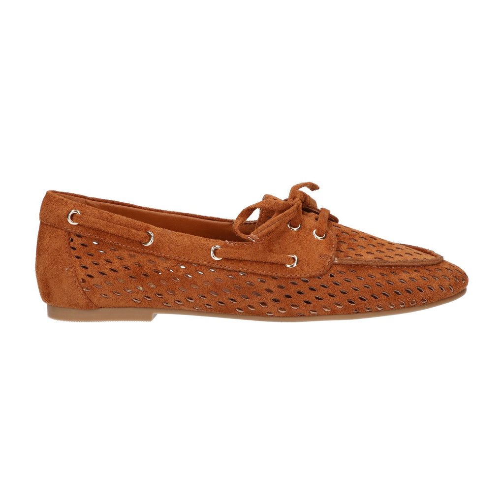 Loafer cognac textiel
