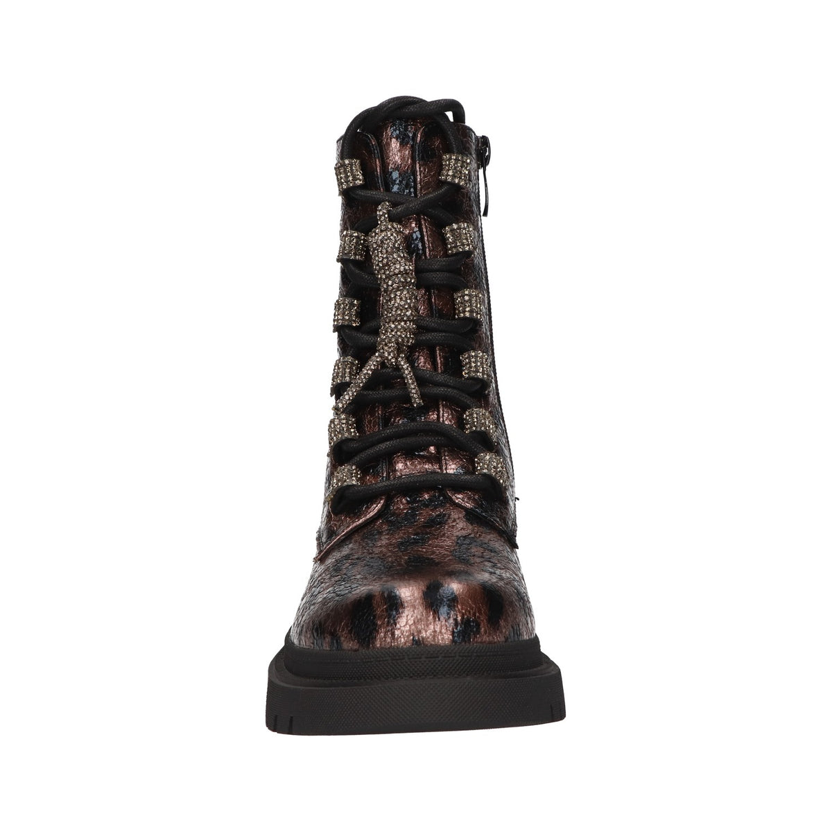 Metallic veterboots met luipaardprint