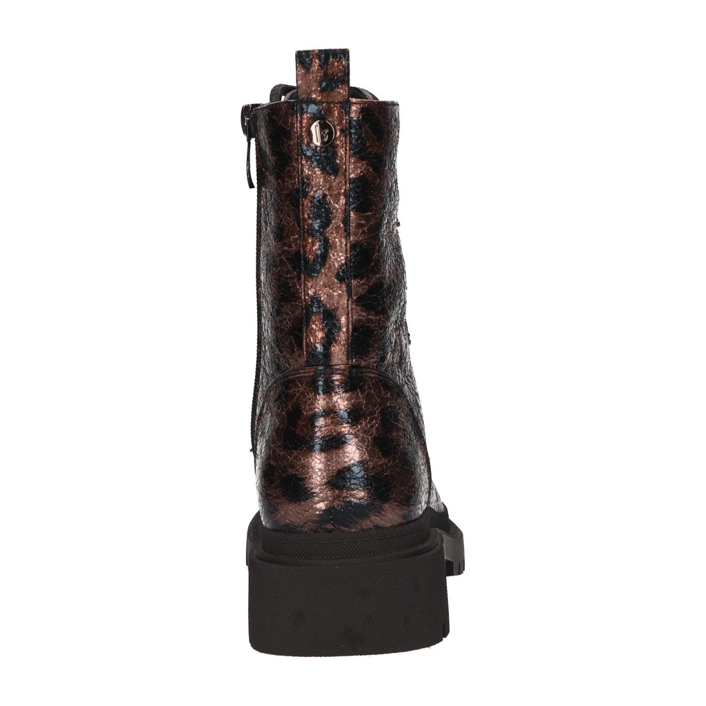 Metallic veterboots met luipaardprint