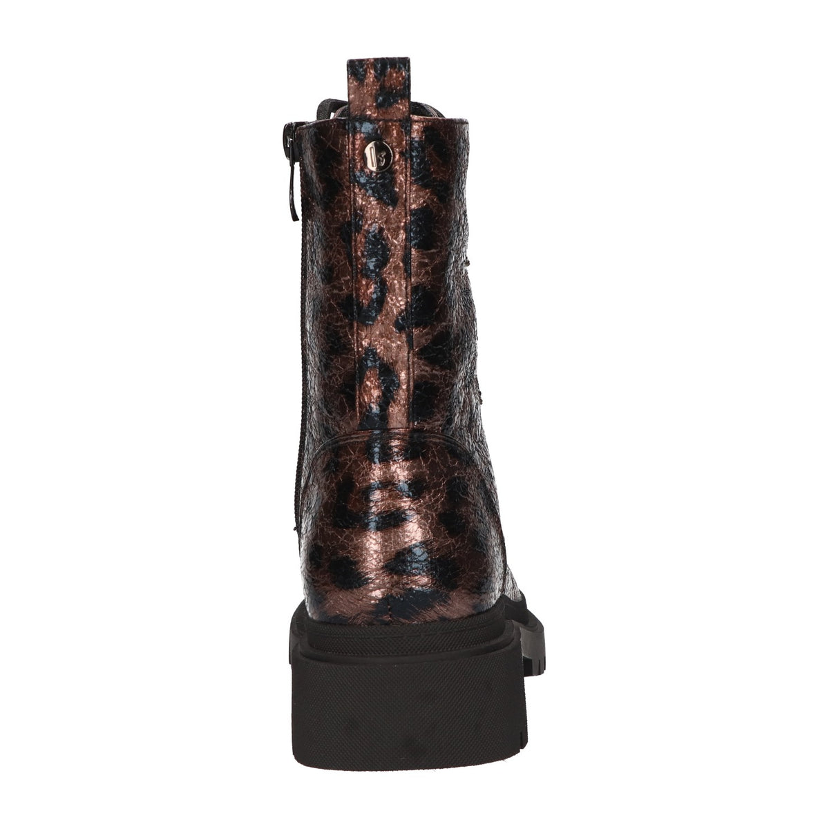 Metallic veterboots met luipaardprint
