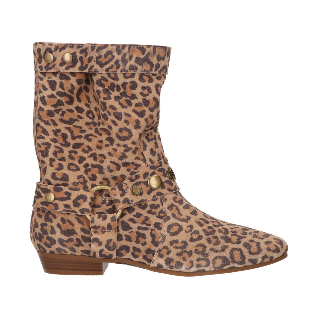 Laars bruin leopard suede