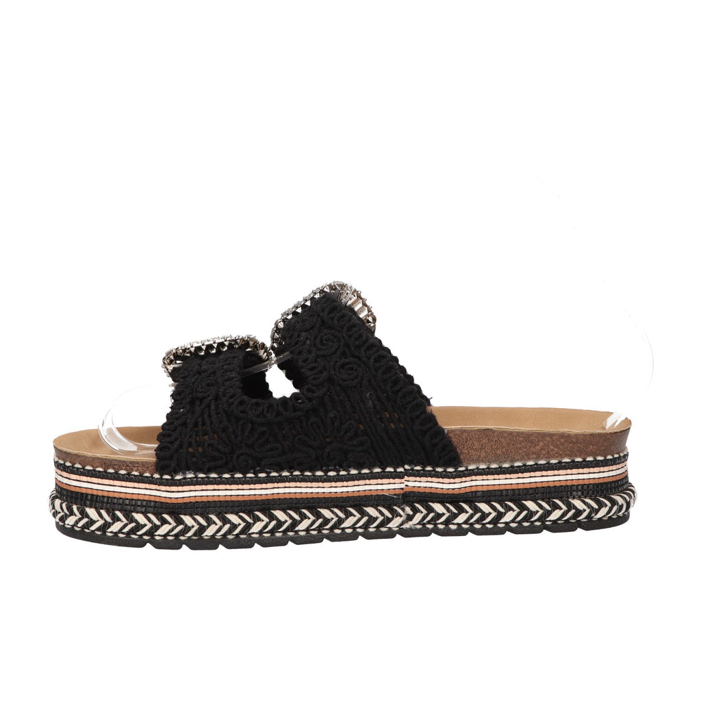 Platform slipper zwart