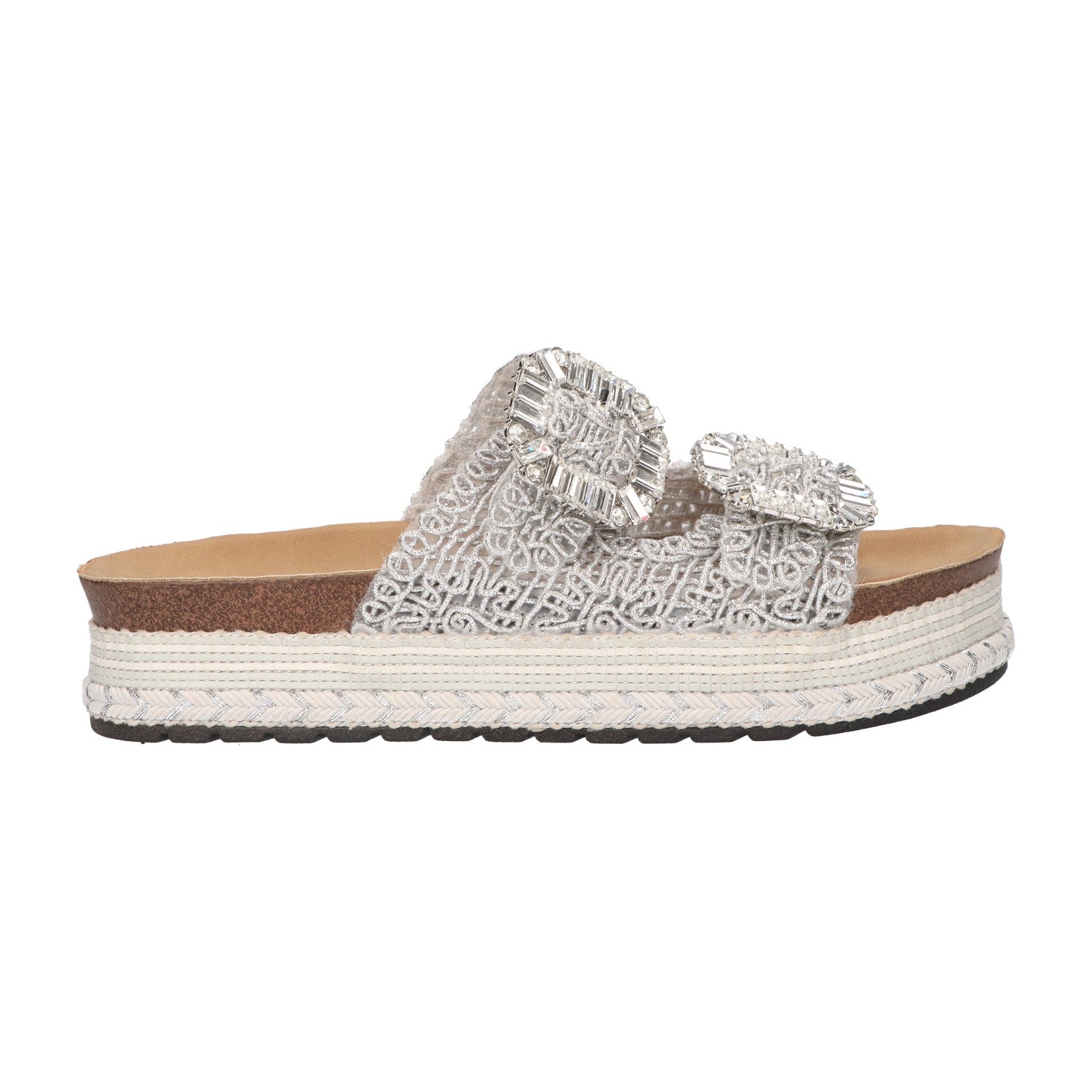 Platform slipper zilver