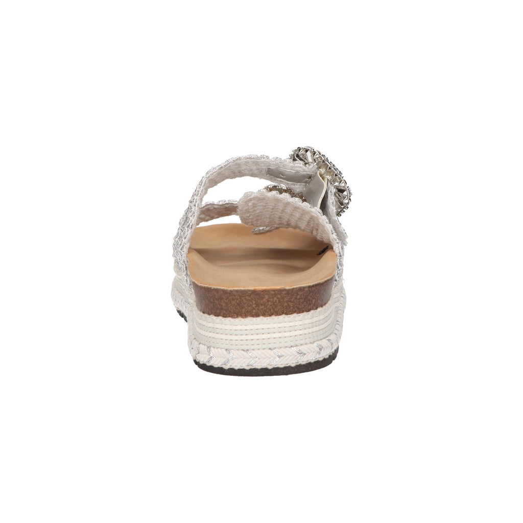 Platform slipper zilver raffia