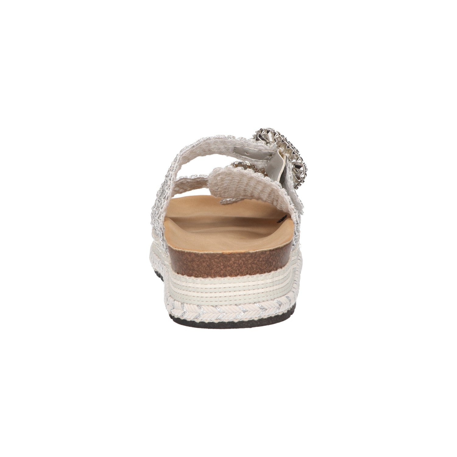 Platform slipper zilver raffia