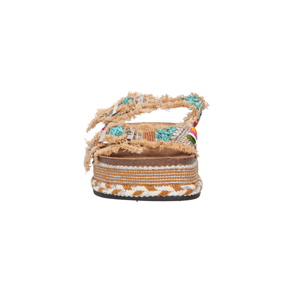 Platform slipper camel textiel