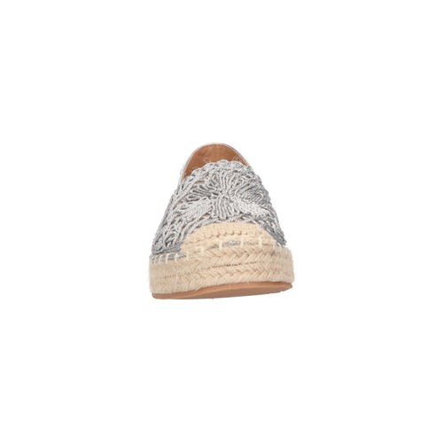 Espadrille zilver textiel