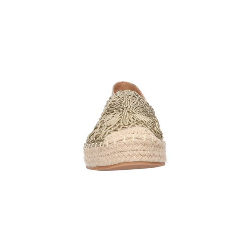 Espadrille goud textiel