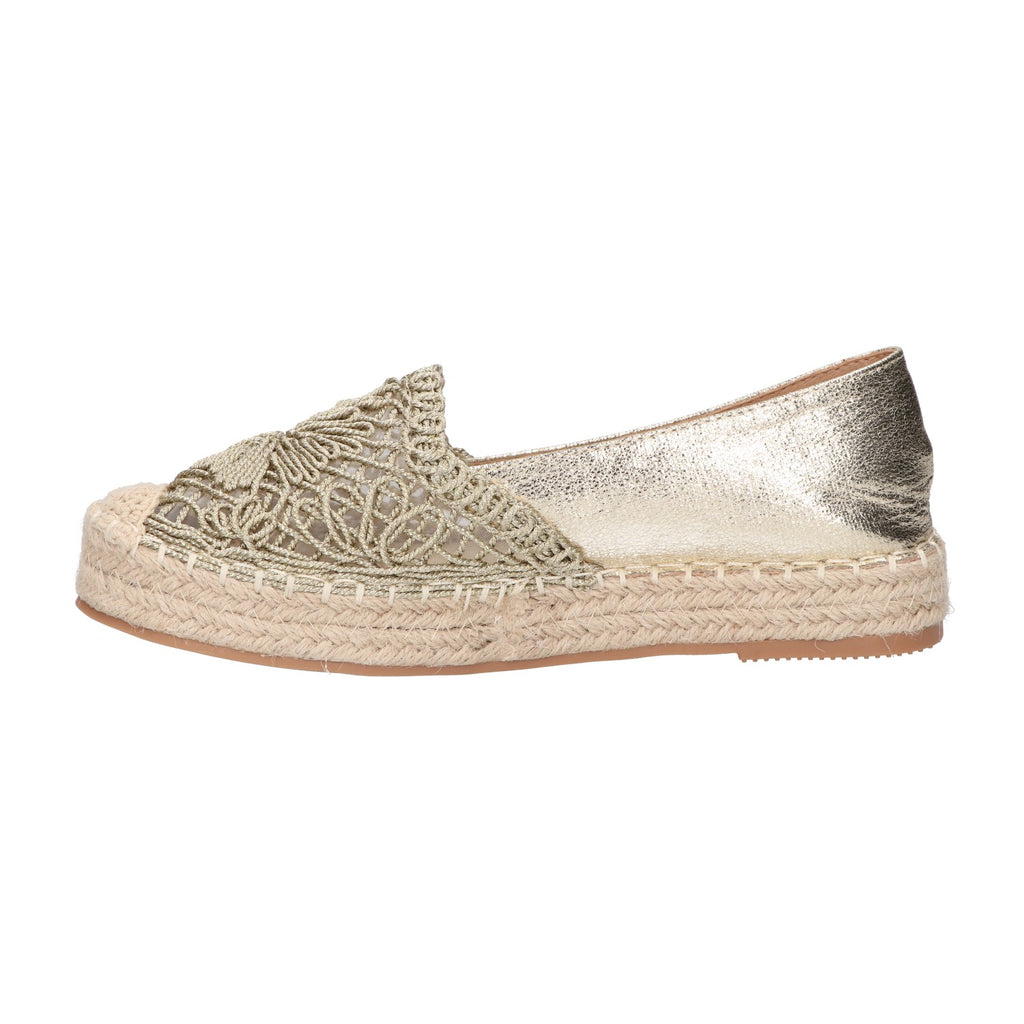Espadrille goud textiel