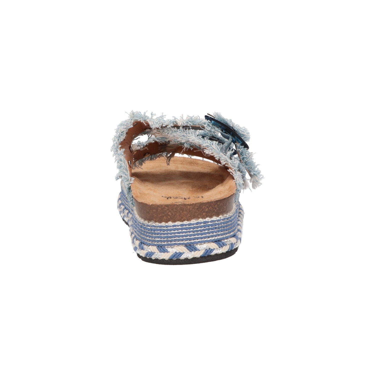 Platform slipper blauw textiel