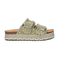 Platform slipper groen textiel