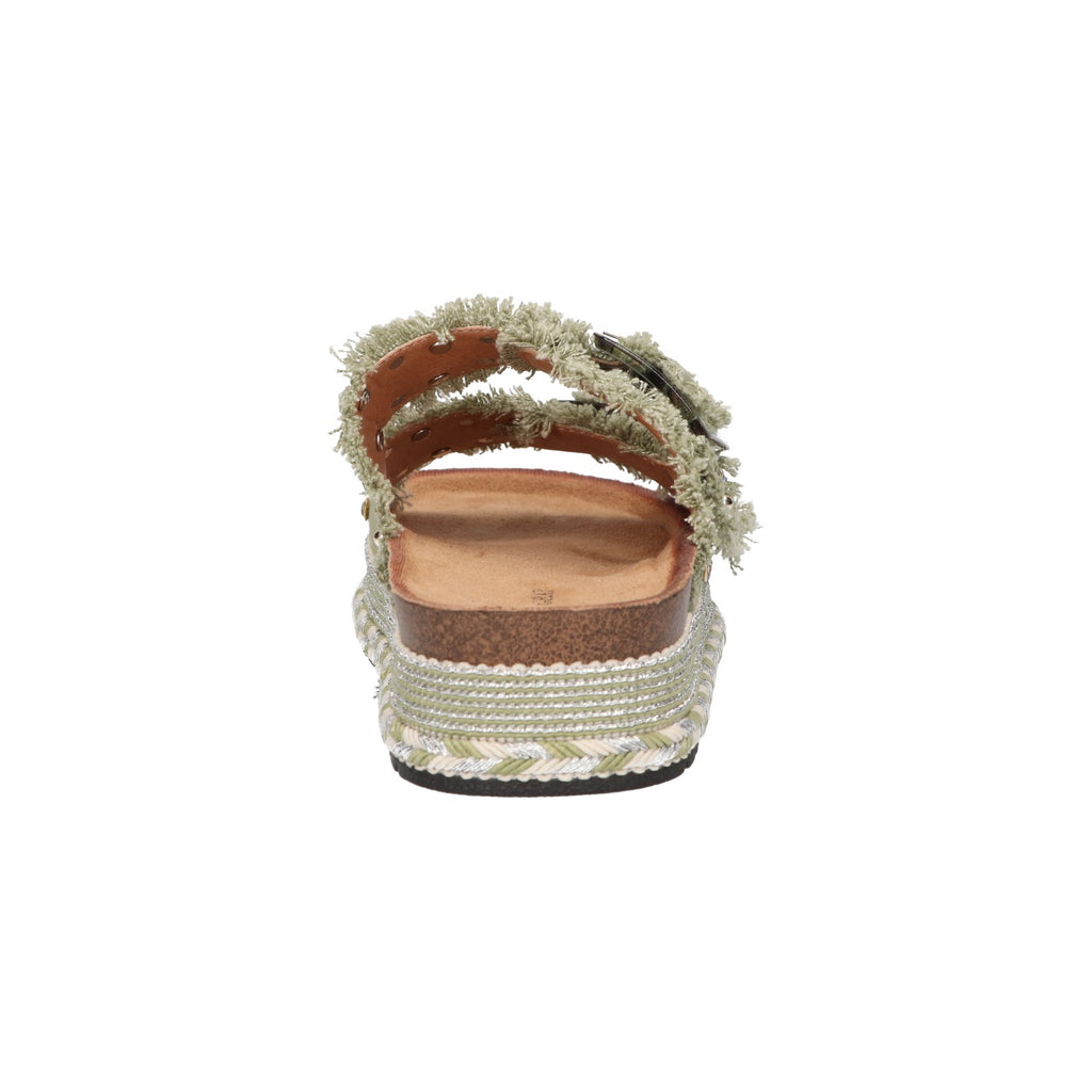 Platform slipper groen textiel