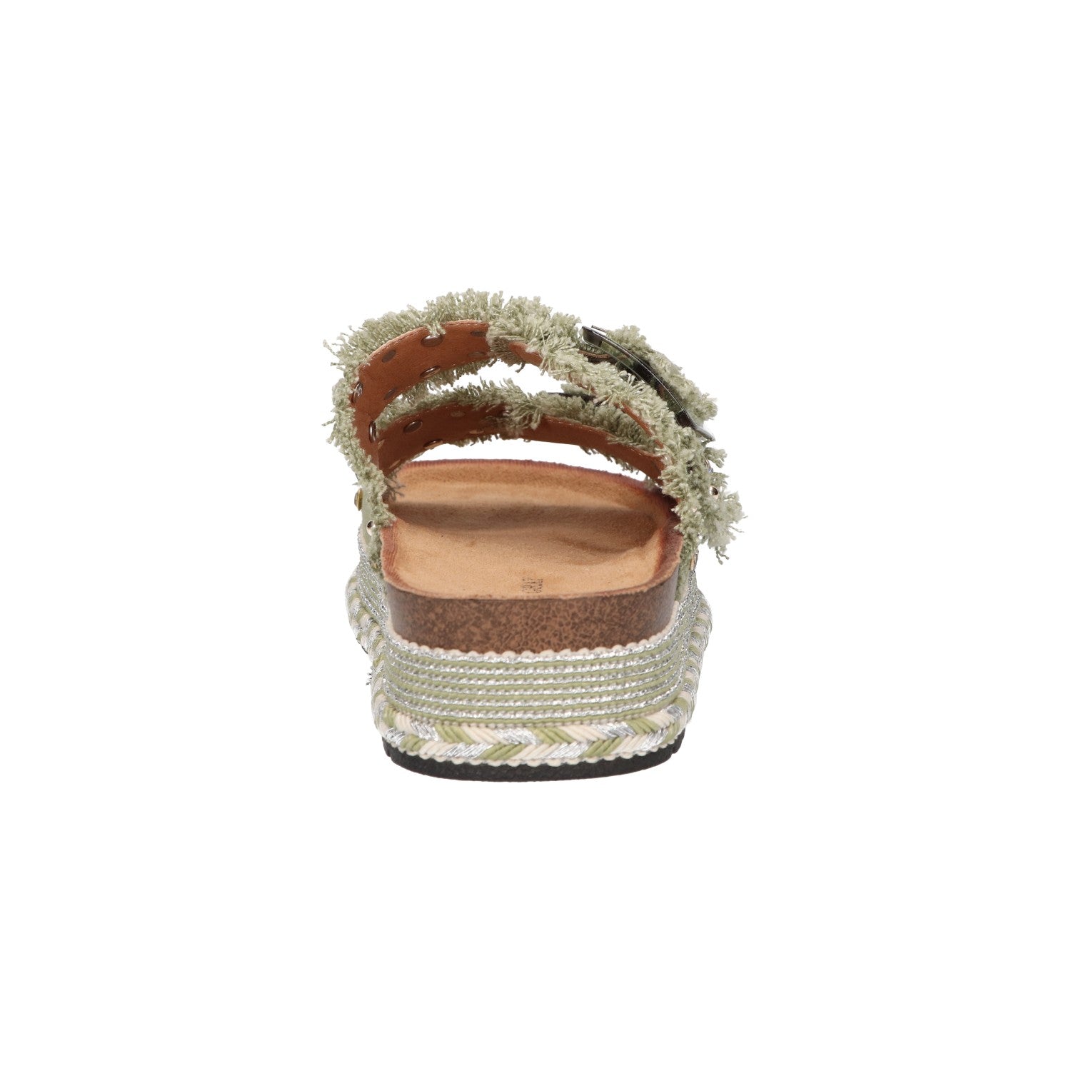Platform slipper groen textiel