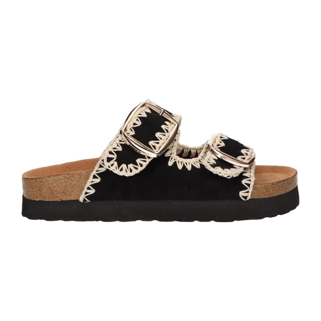 Slipper zwart textiel