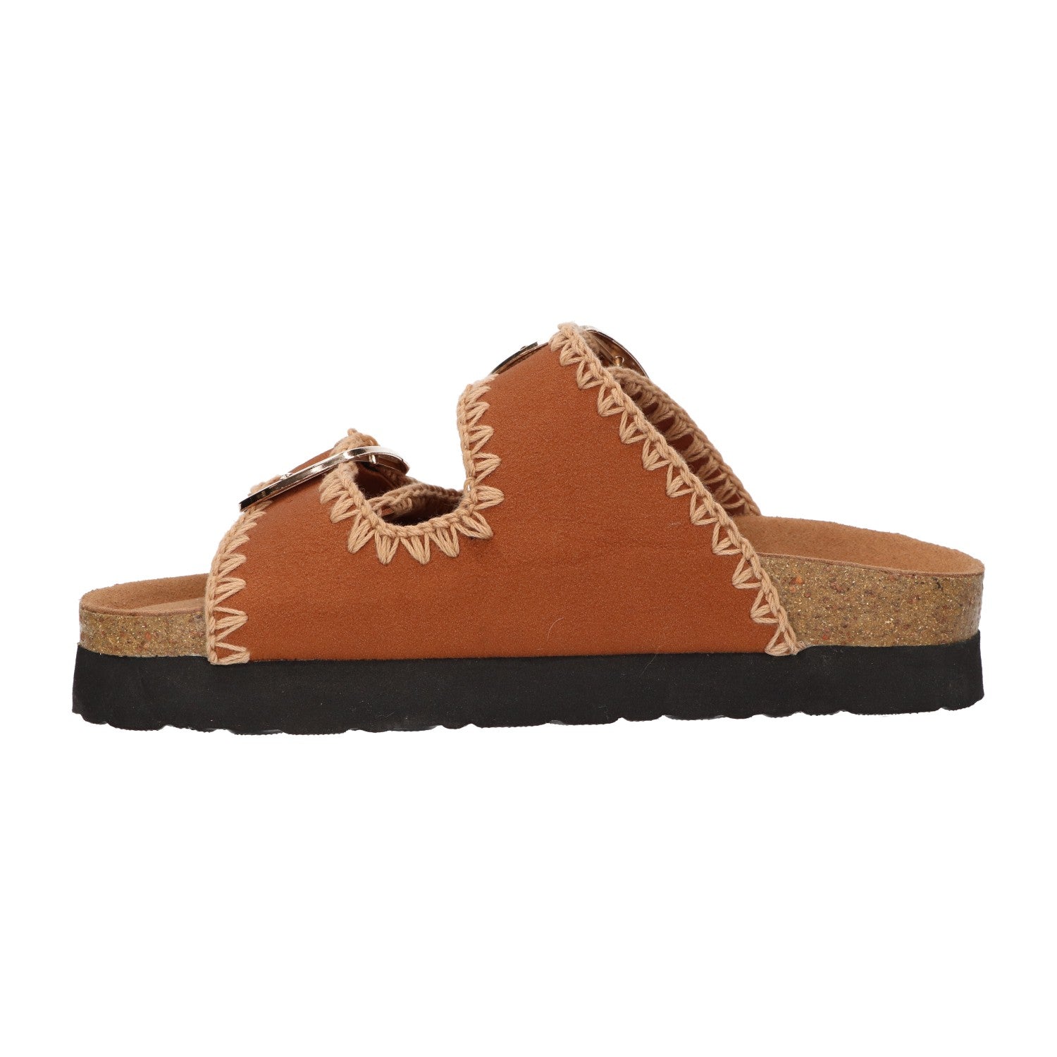 Slipper cognac textiel