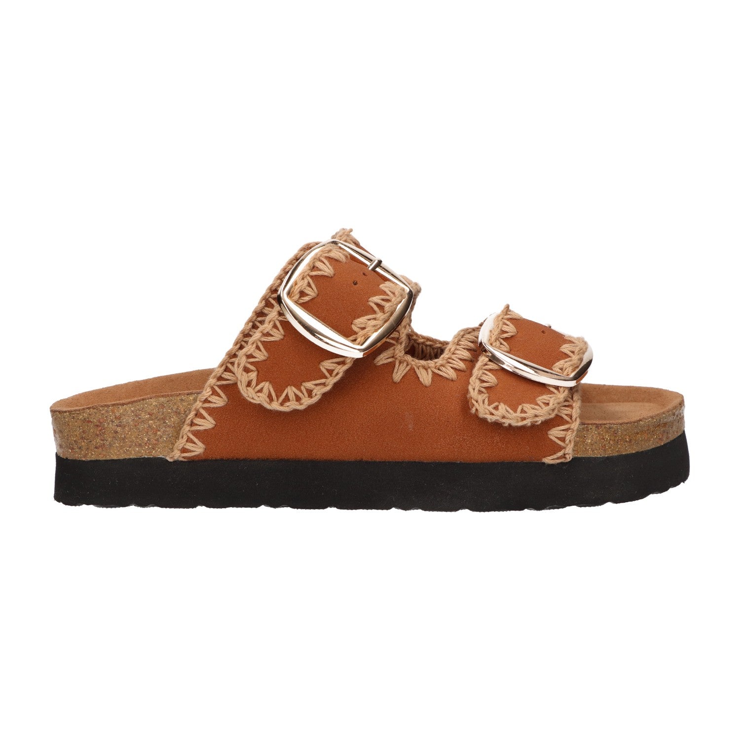 Slipper cognac textiel